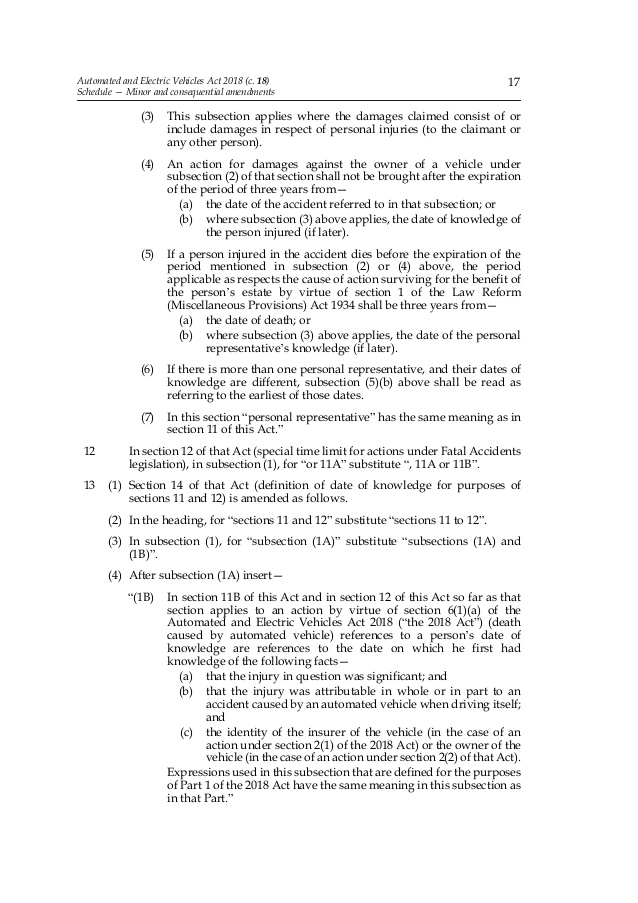 INDEX AUTOMATED AND ELECTRIC VEHICLES ACT 2018 A Z