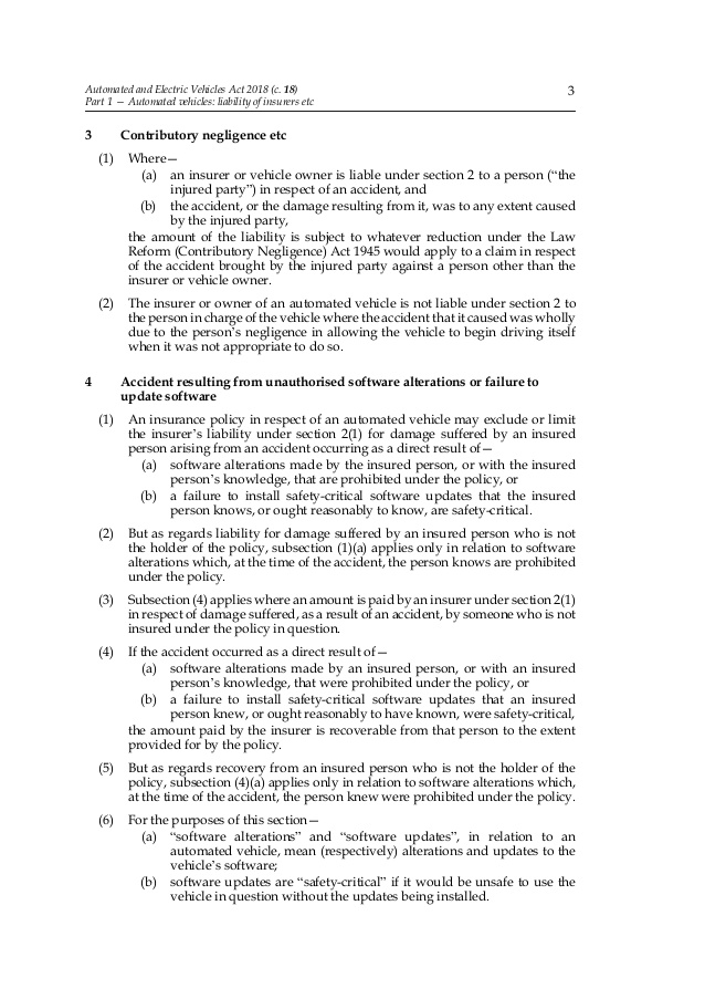 INDEX AUTOMATED AND ELECTRIC VEHICLES ACT 2018 A Z