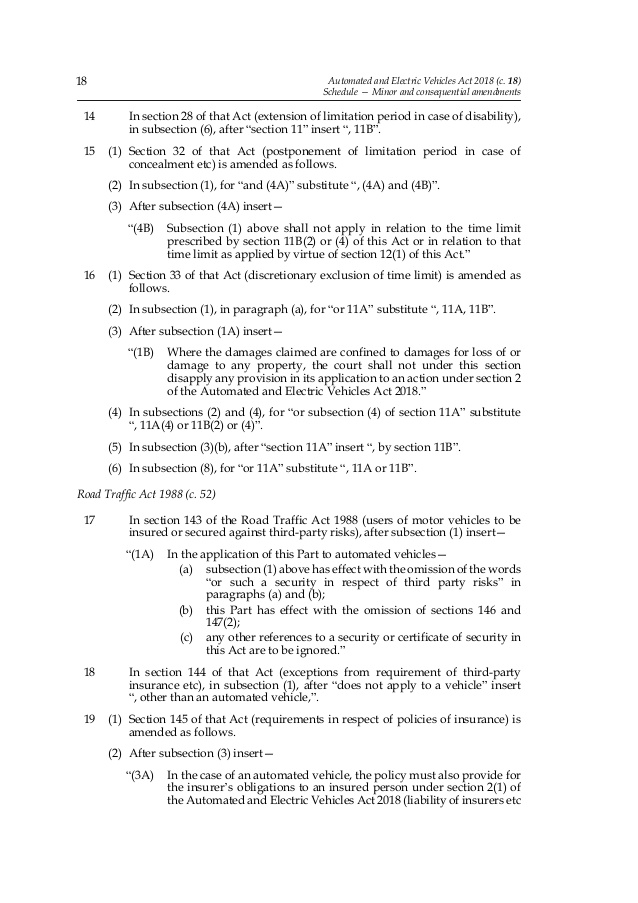 INDEX AUTOMATED AND ELECTRIC VEHICLES ACT 2018 A Z