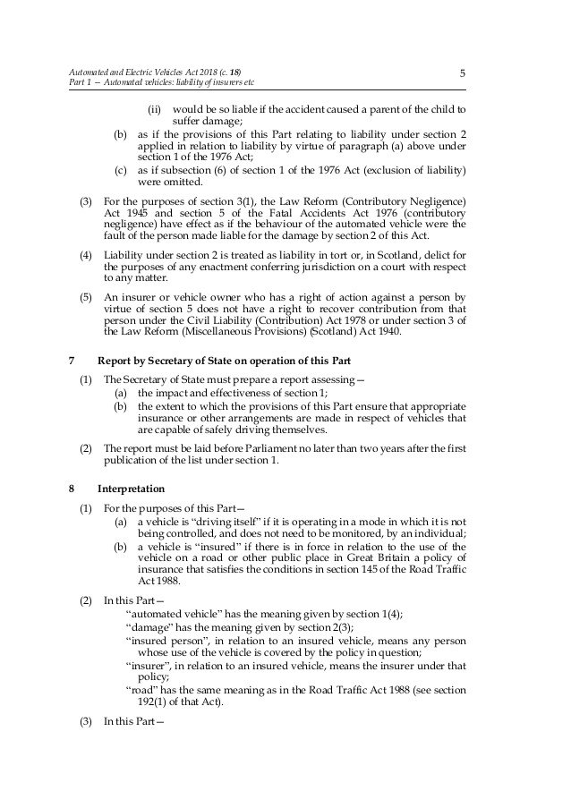 INDEX AUTOMATED AND ELECTRIC VEHICLES ACT 2018 A Z