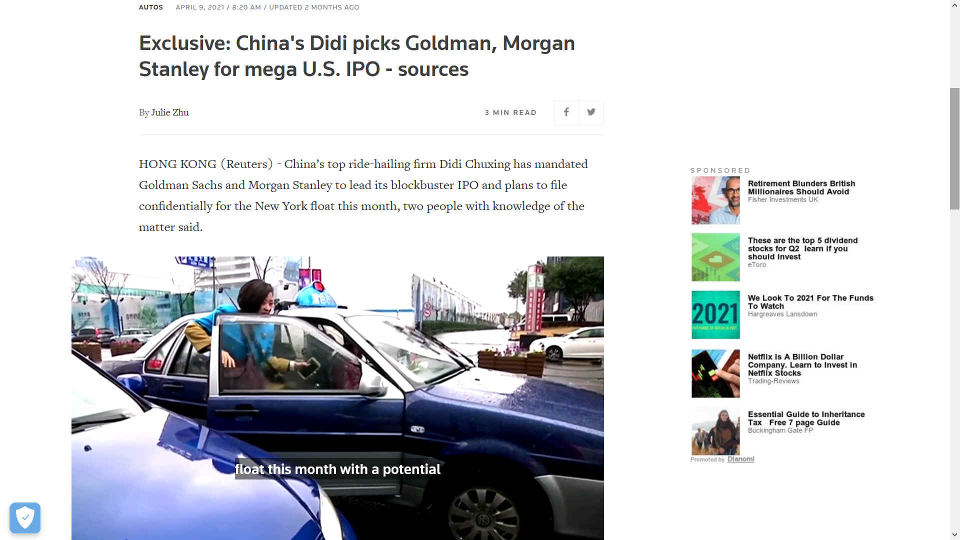 Didi Chuxing picks Gldman, Morgan Stanley for mega US IPO